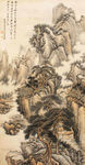山水 玄关 背景 彩色 中国风