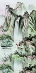 山水 玄关 背景 彩色 中国风