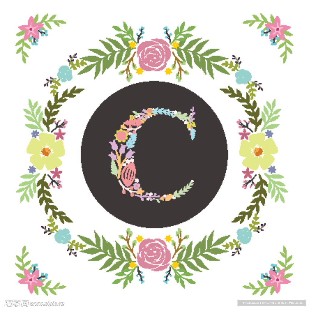 矢量花纹花边