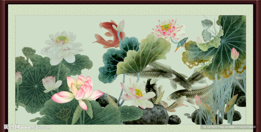荷花鲤鱼图