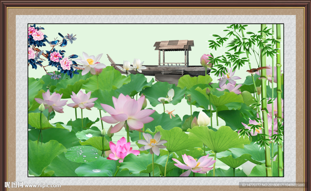 荷花壁画