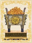 中式创意聚宝盆玄关屏风背景底纹