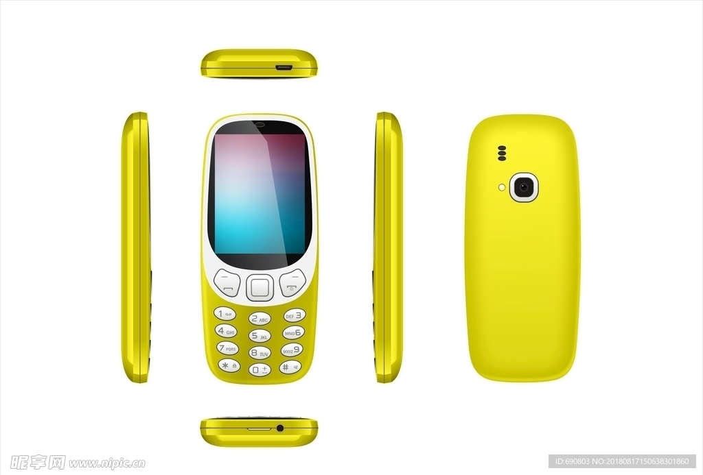 3310手机设计效果图黄色