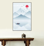 现代简约中式水墨山水书房装饰画