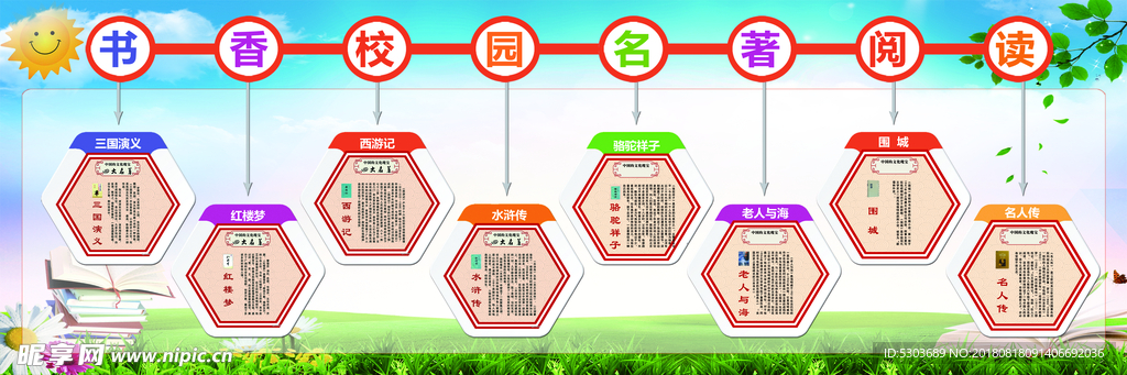 书香校园 校园 文化墙