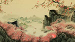 中国风水墨山水桃花林