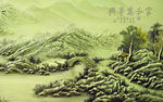 家和富贵浮雕山水电视背景墙