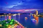 城市夜景 繁华 俯视 湖 江