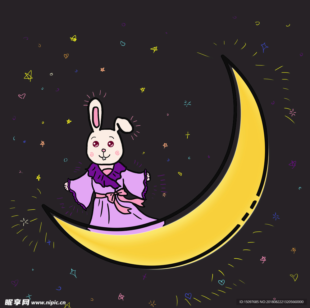 兔子月亮素材