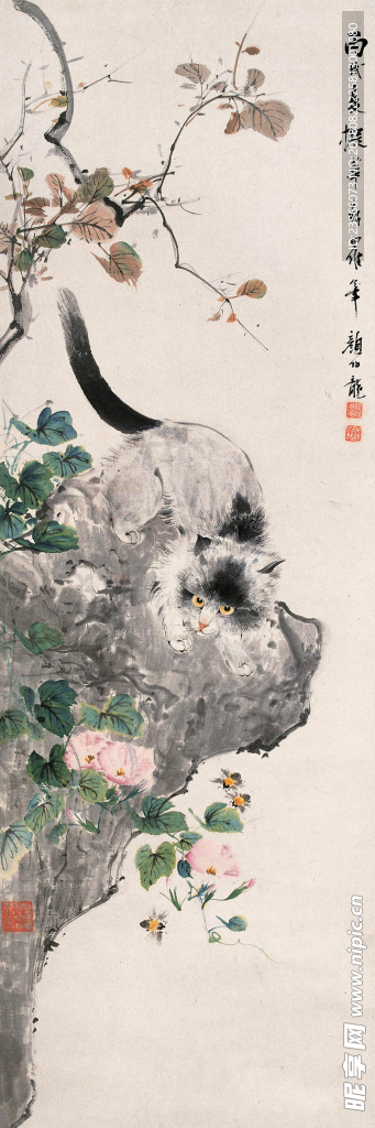 岩石鸟雀设计图案