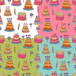 矢量彩色生日蛋糕背景图案