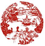 古代中式庭院窗花剪影