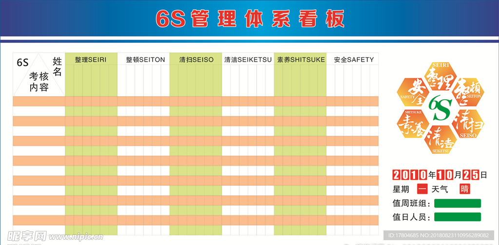 6S管理看板