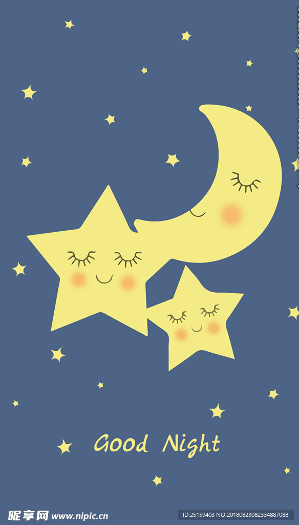 北欧月亮星星晚安装饰画背景墙