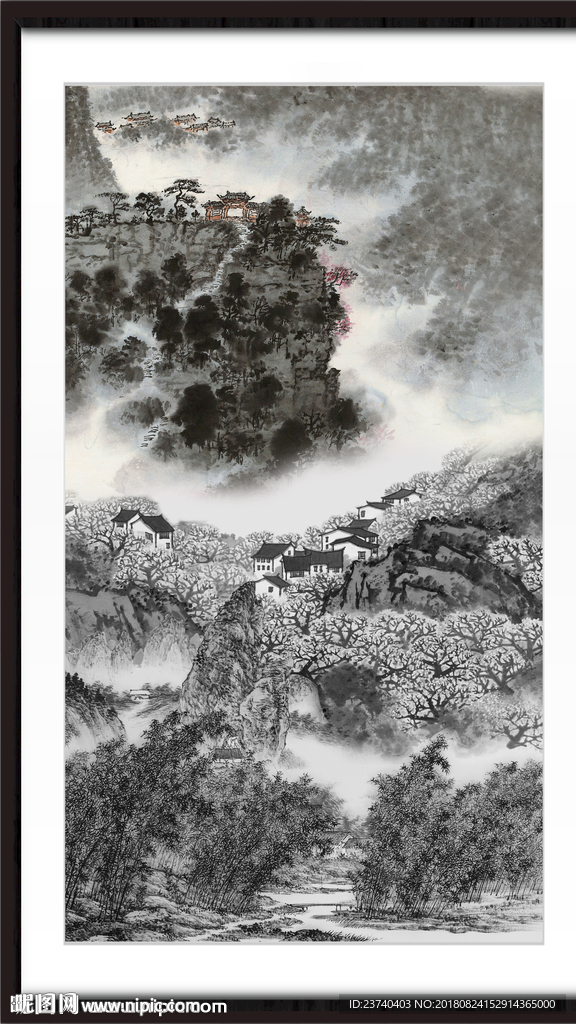 水墨国画竖幅