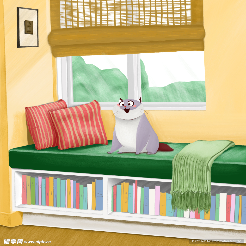 插画 室内一角