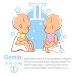 矢量双子座星座宝宝婴儿插画设计