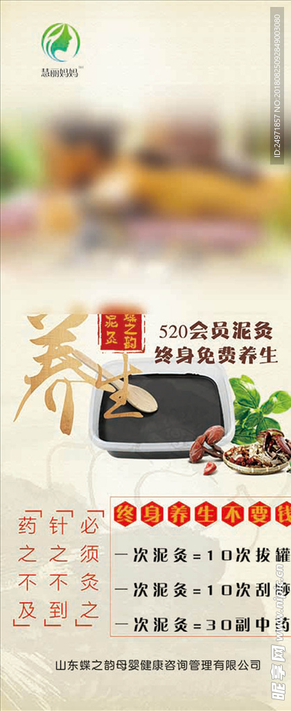 养生展架 养生 水墨底 针灸图