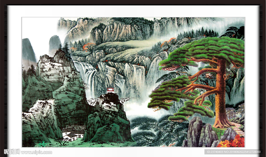 国画迎客松