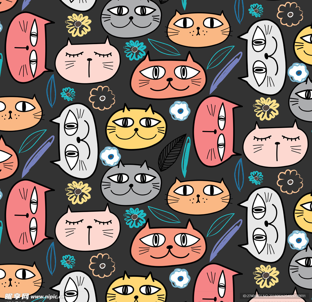 矢量可爱猫猫图片