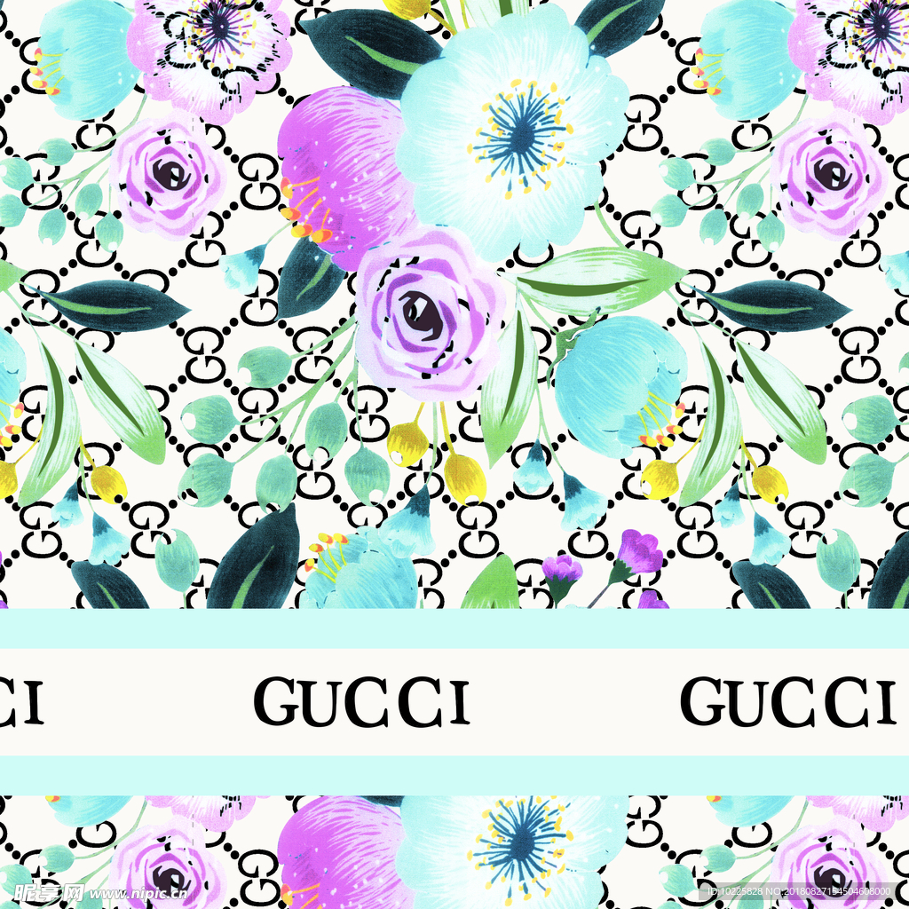 潮牌大牌花卉花纹印花