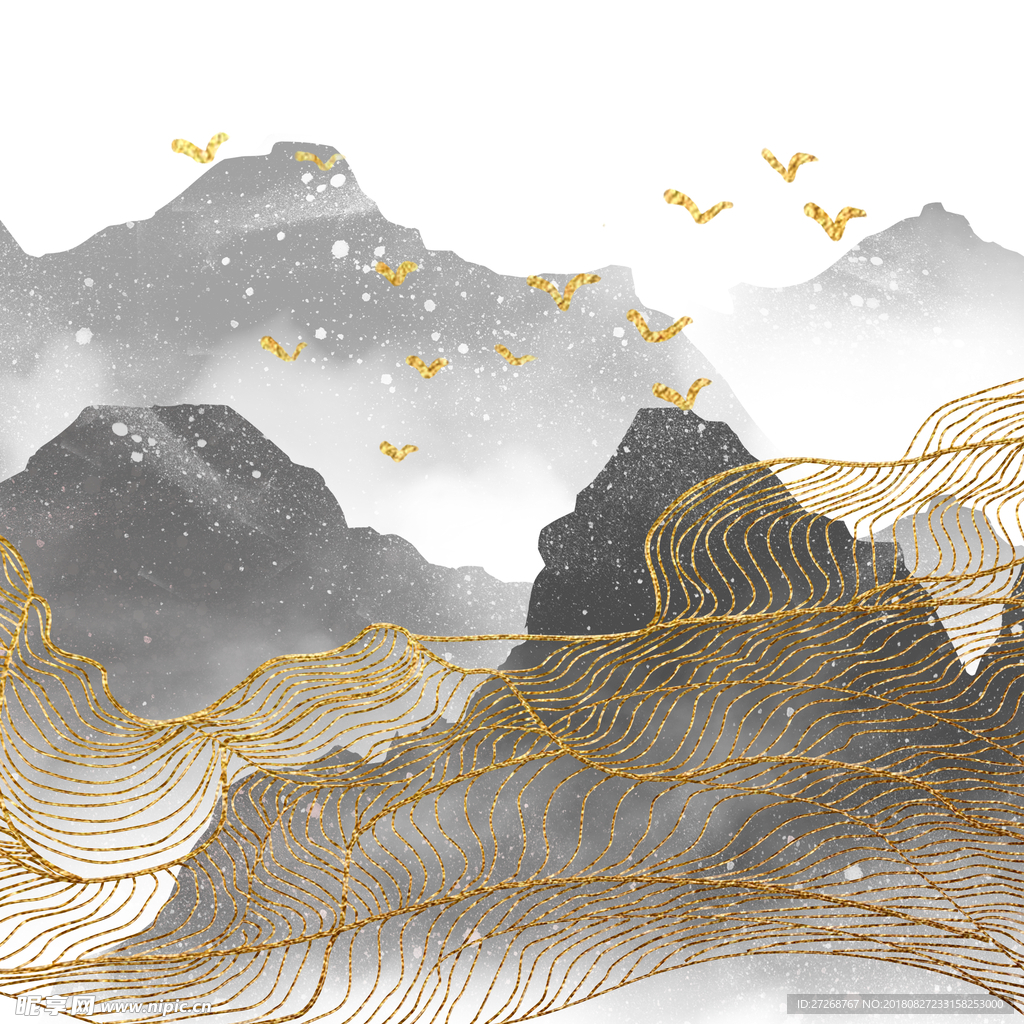 抽象水墨山水画