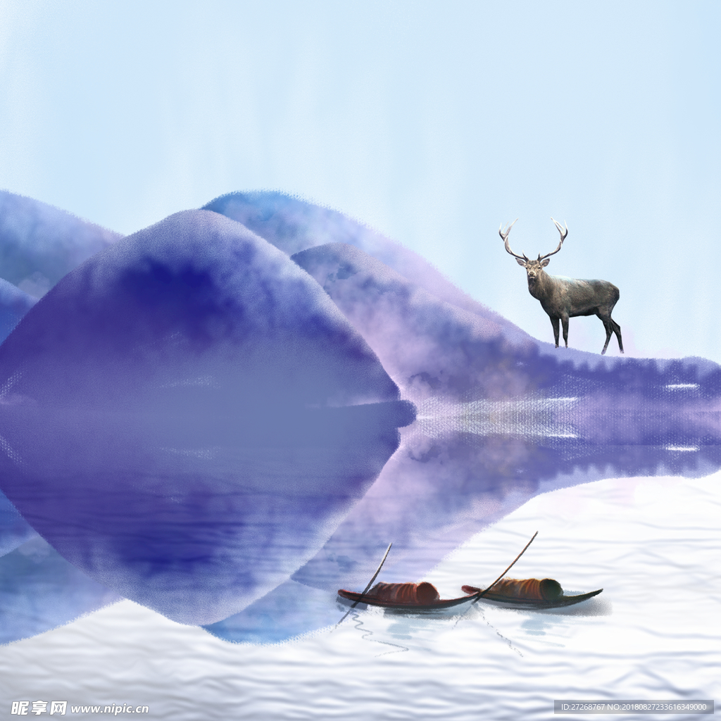 抽象水墨山水画