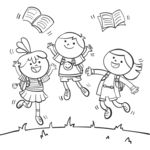 手绘快乐的小学生