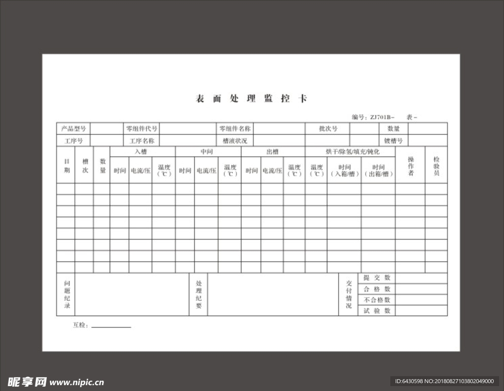 表面处理监控卡