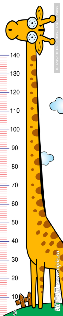 儿童身高贴 卡通长颈鹿