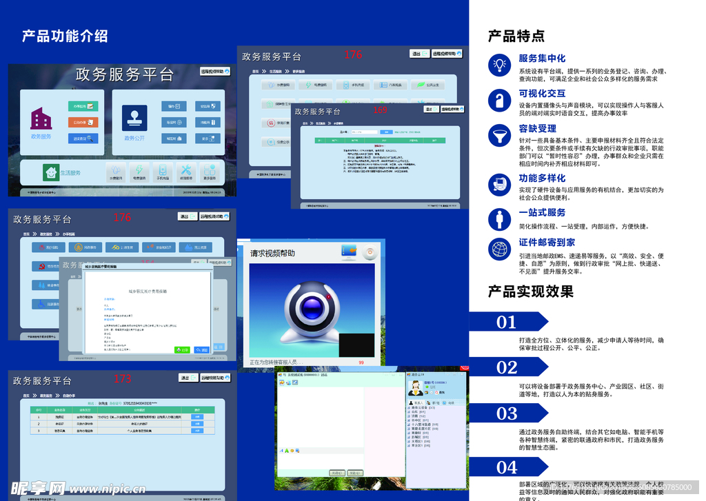 三折页联通蓝色矢量图