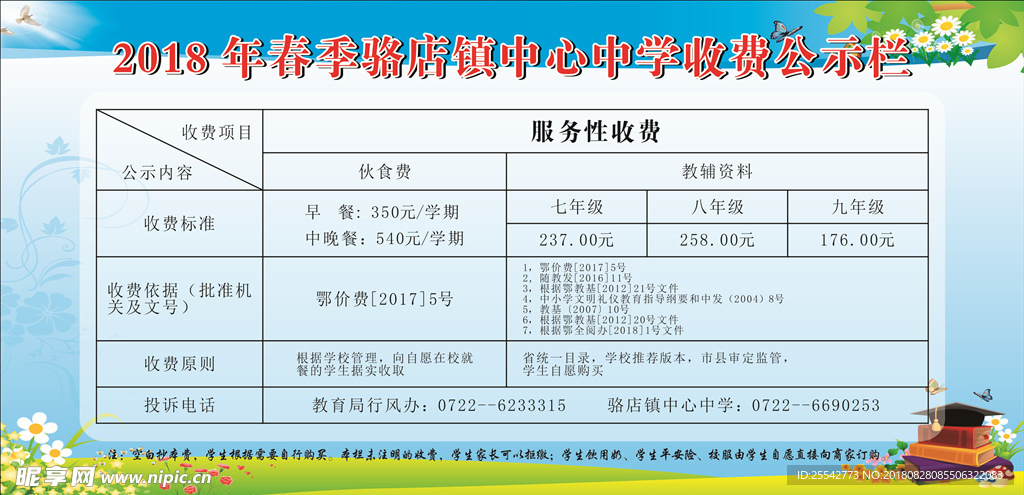 学校收费公示栏