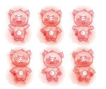 手绘可爱小猪卡通形象插画设计