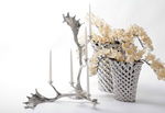 后现代创意装饰品银色花瓶烛台