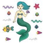 美人鱼矢量插画素材