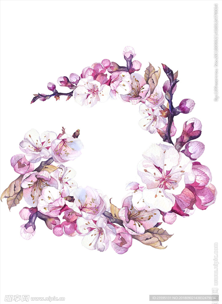 水墨花环