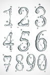 阿拉伯数字水样数字矢量图标