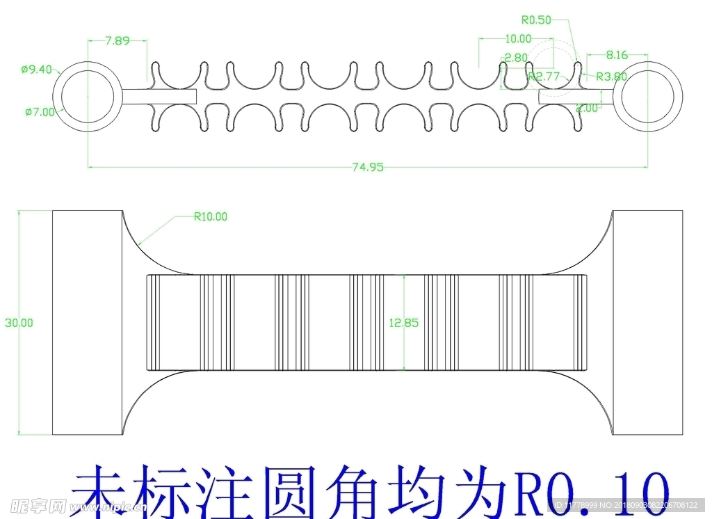 机械设备零件齿轮轴部分图纸原件