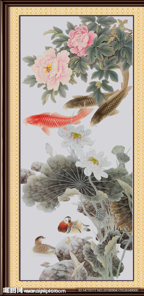 荷花国画