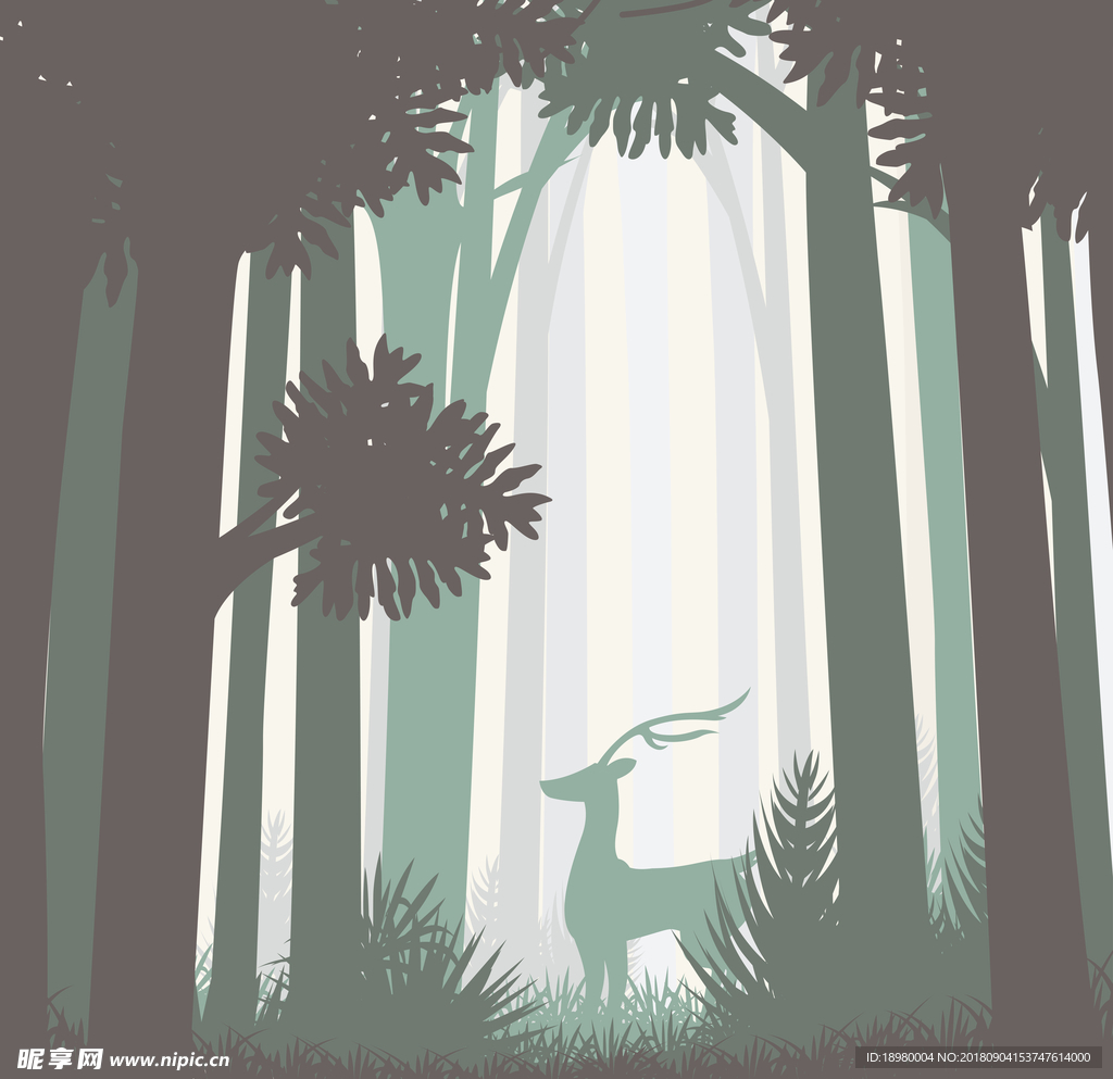 森林麋鹿精美插画