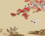花鸟中式背景墙装饰画