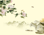 中式花鸟山水背景墙装饰画