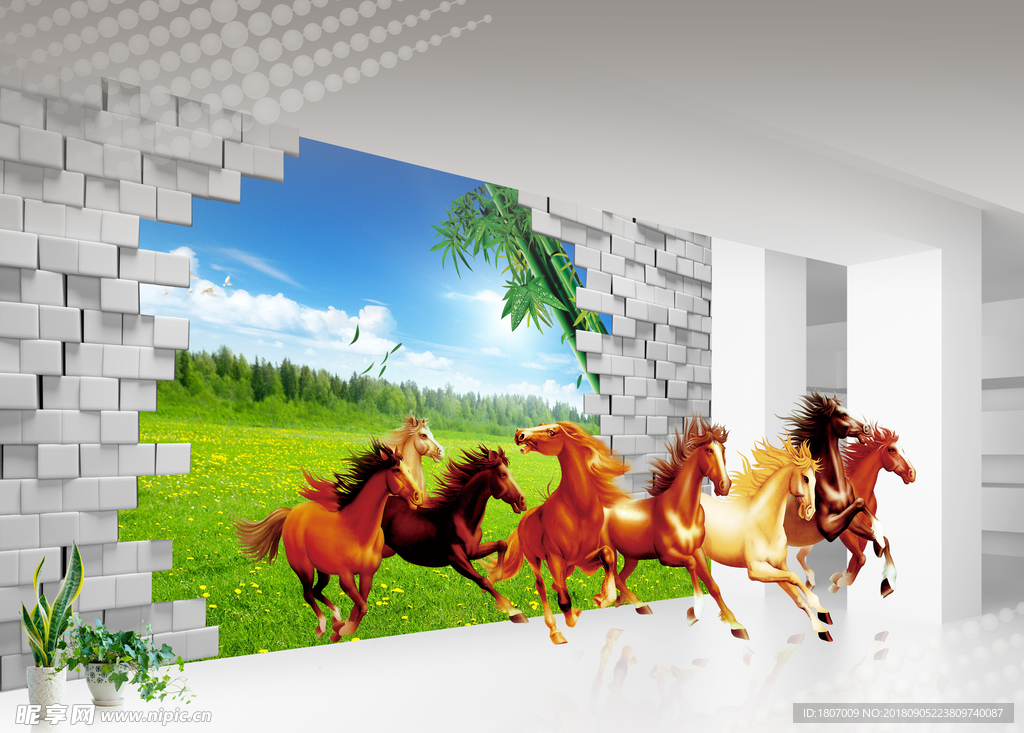 马背景墙装饰画