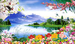 湖水 风景  野花