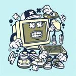 矢量卡通旧电脑机器人