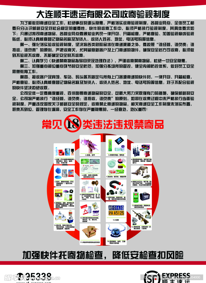 大连顺丰速运18类违法违规禁寄