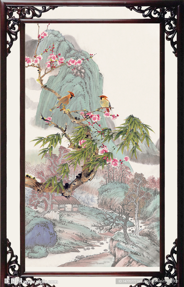 国画花鸟竹子