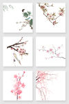 手绘桃花设计素材