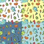 矢量彩色动物生日元素图案