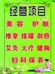 美容店经营项目单